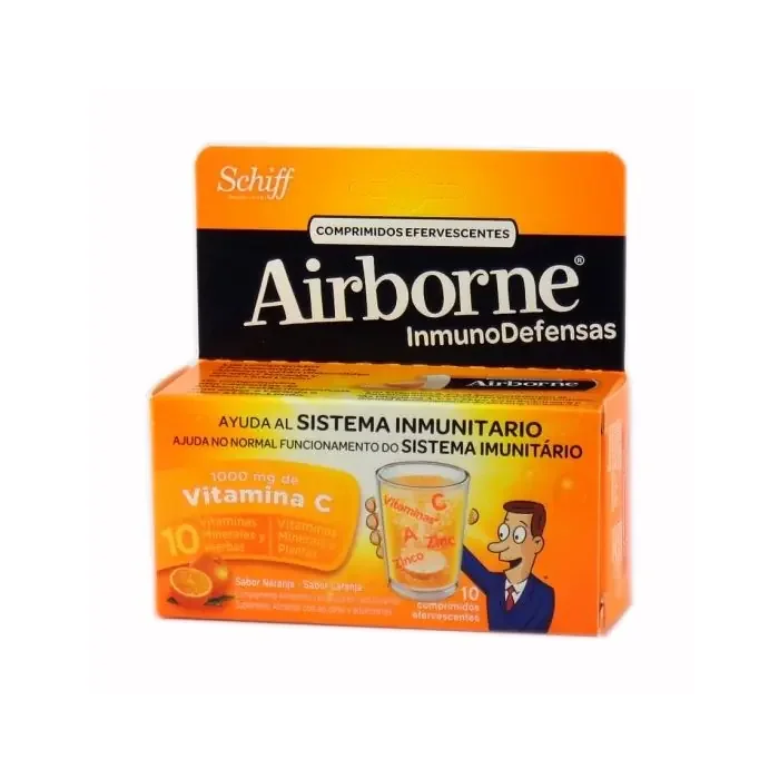 Airborne Inmunodefensas Sabor Naranja Schiff 10 comprimidos efervescentes