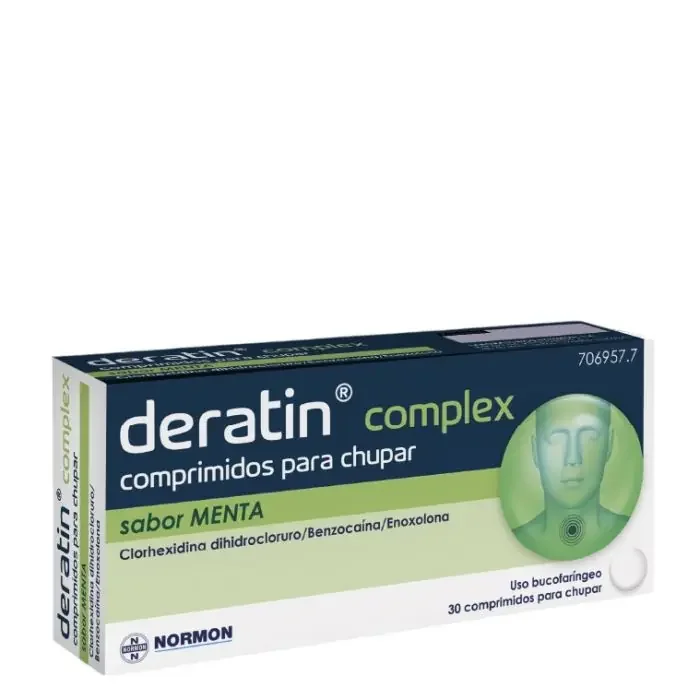 Deratin Complex 30 Comprimidos para Chupar Sabor Menta