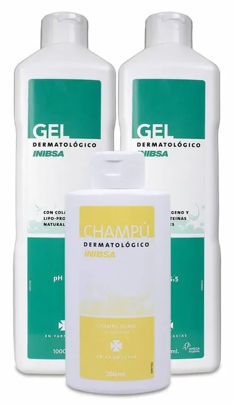 Pack Inibsa Gel Dermatológico + Champú Suave, 3 Uds